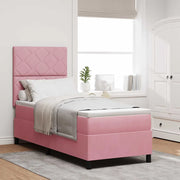 Letto a Sorgente LED con materasso Rosa 80 x 200 cm Velluto 3343345