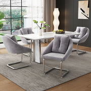 Sedia da sala da pranzo in velluto con design ergonomico, set da 4 pezzi per casa e ufficio, grigio