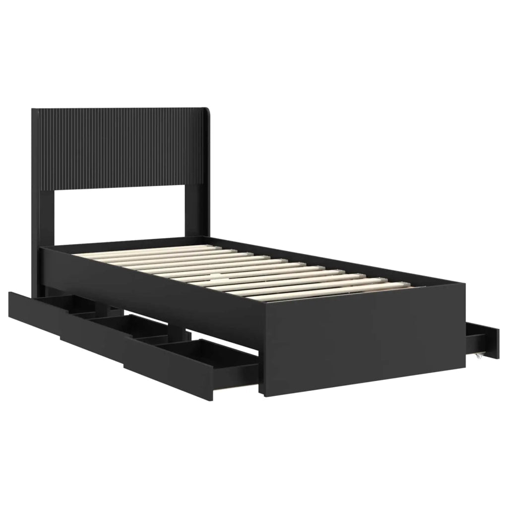 Struttura del letto con stoccaggio e testata Nero 100 x 200 cm 3414330