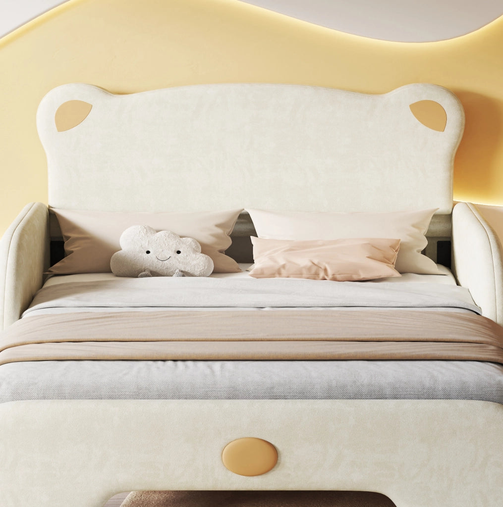 Letto imbottito a forma di orso con sponde morbide e rete a doghe
