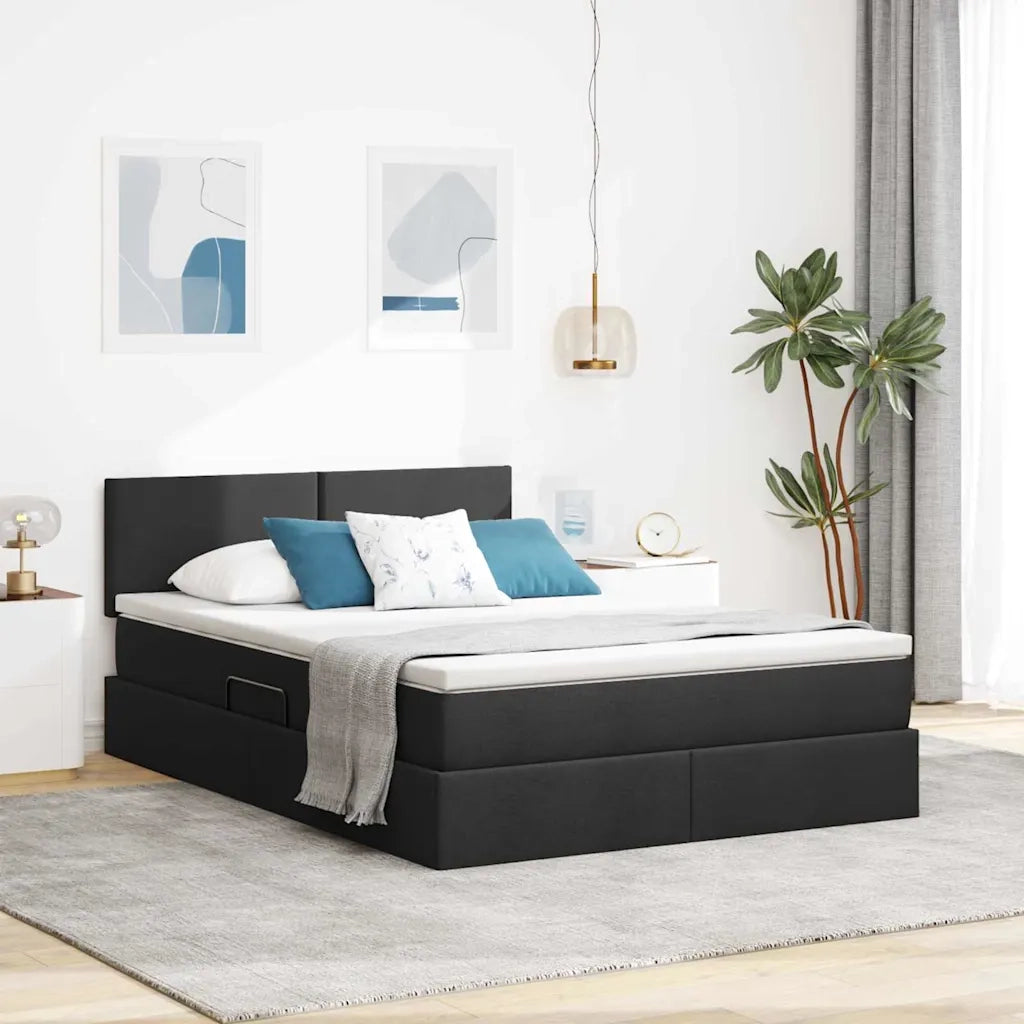 Letto con contenitore e materasso Nero 140 x 190 cm 3370445