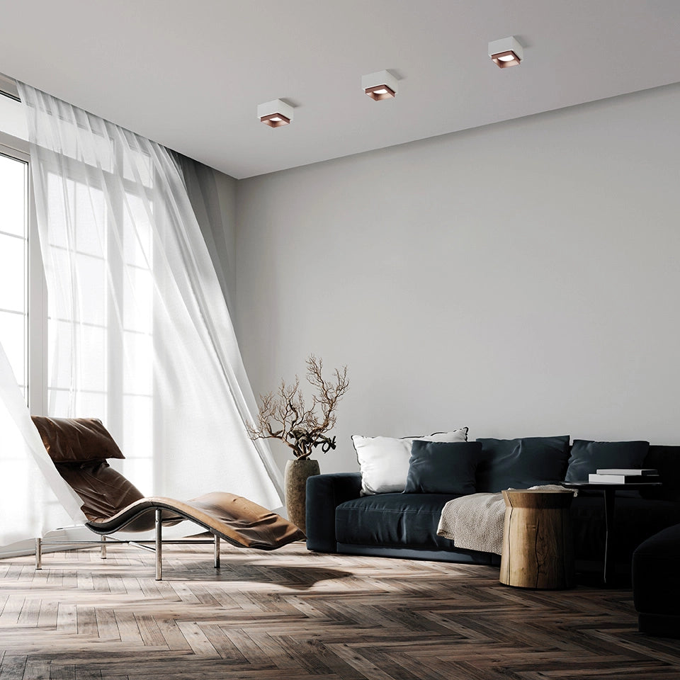 SYME lampada da Soffitto 1 Luce attacco GX53 Quadrata rame in gesso e alluminio l.11cm