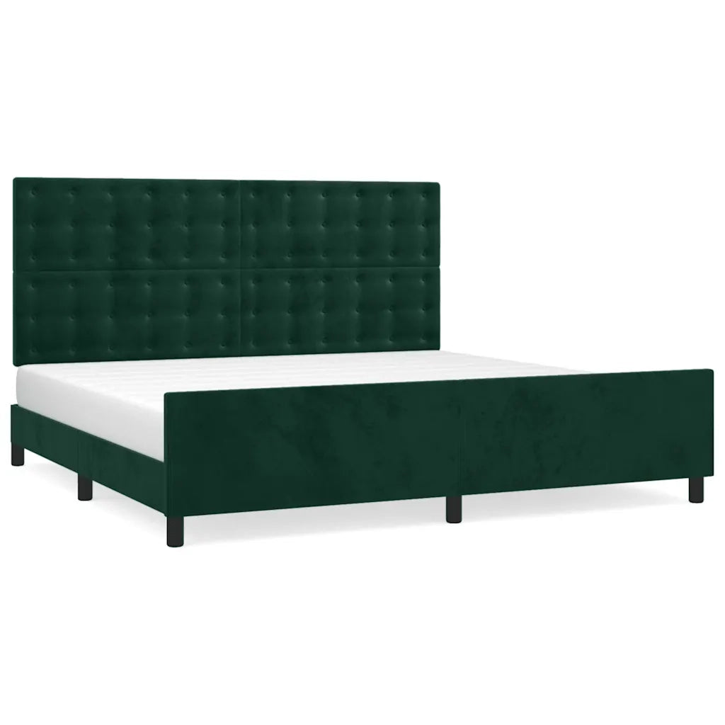 Letto matrimoniale | Letto per adulti | Giroletto senza Materasso Verde Scuro 200x200 cm in Velluto