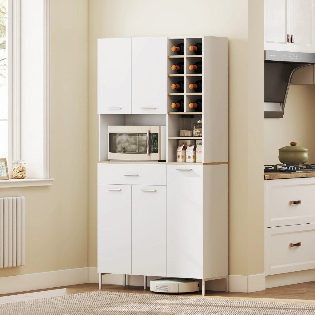 Armadio da Cucina con Ripiani Aperti, Fagottiera, Porte ¨C Minimal ¨C MDF Bianco 80x200x40