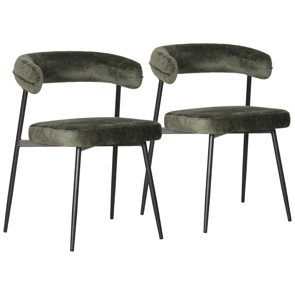Set di 2 sedie in tessuto verde THEA