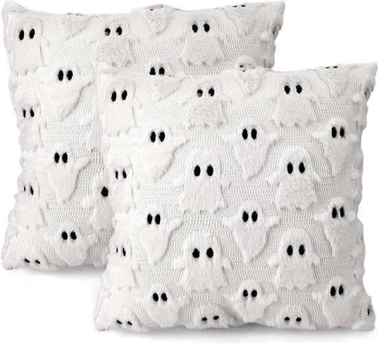 Set di cuscini per Halloween da 2 con disegno di fantasmi per decorazione autunnale e di atmosfera.