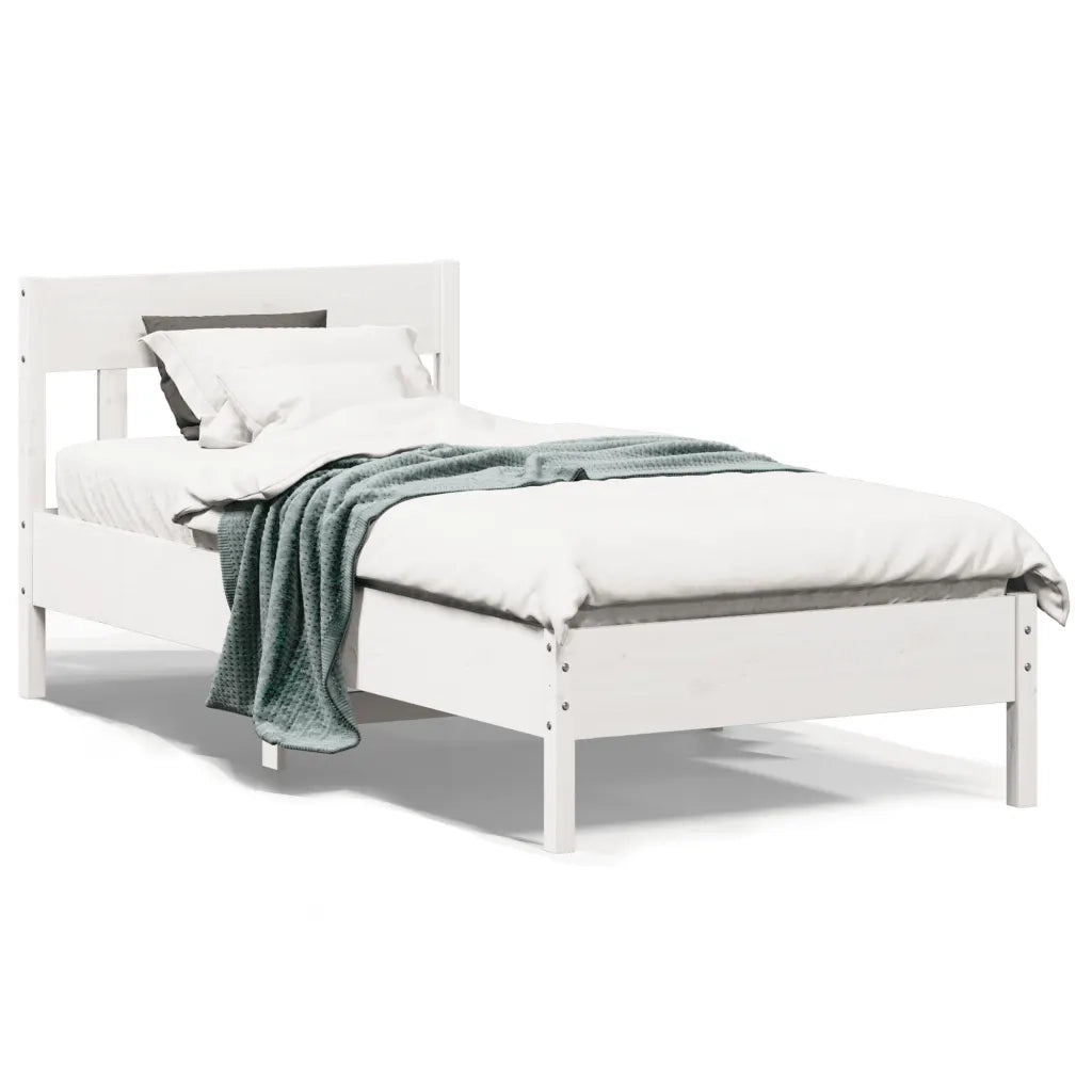 Letto senza Materasso Bianco 90x200 cm Legno Massello di Pino 842659
