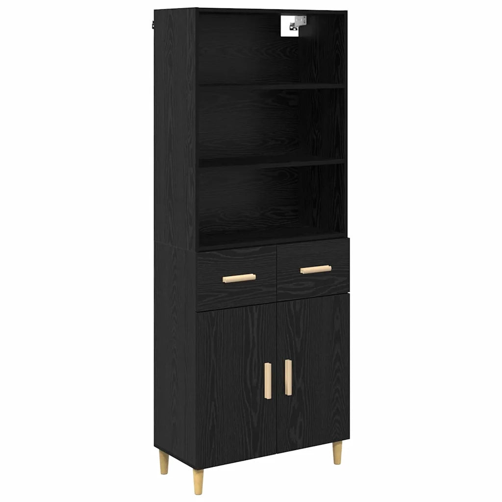 Credenza-Buffet-Armadio da cucina Rovere Nero 69,5 x 34 x 180 cm Legno multistrato 891548