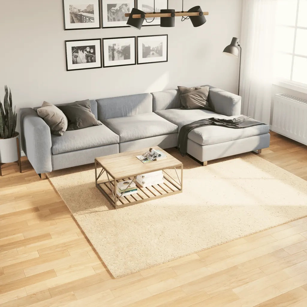 Tappeto a Pelo Corto HUARTE Morbido e Lavabile Crema 240x240 cm 375044