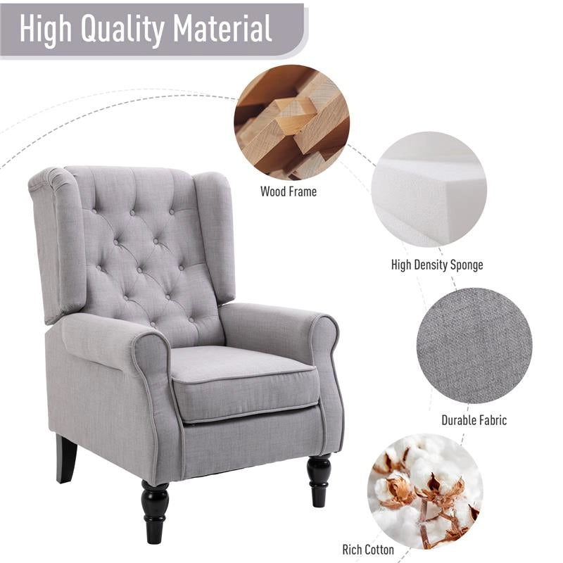 POLTRONA CHESTERFIELD IN TESSUTO SFODERABILE CON AMPIA SEDUTA GRIGIO