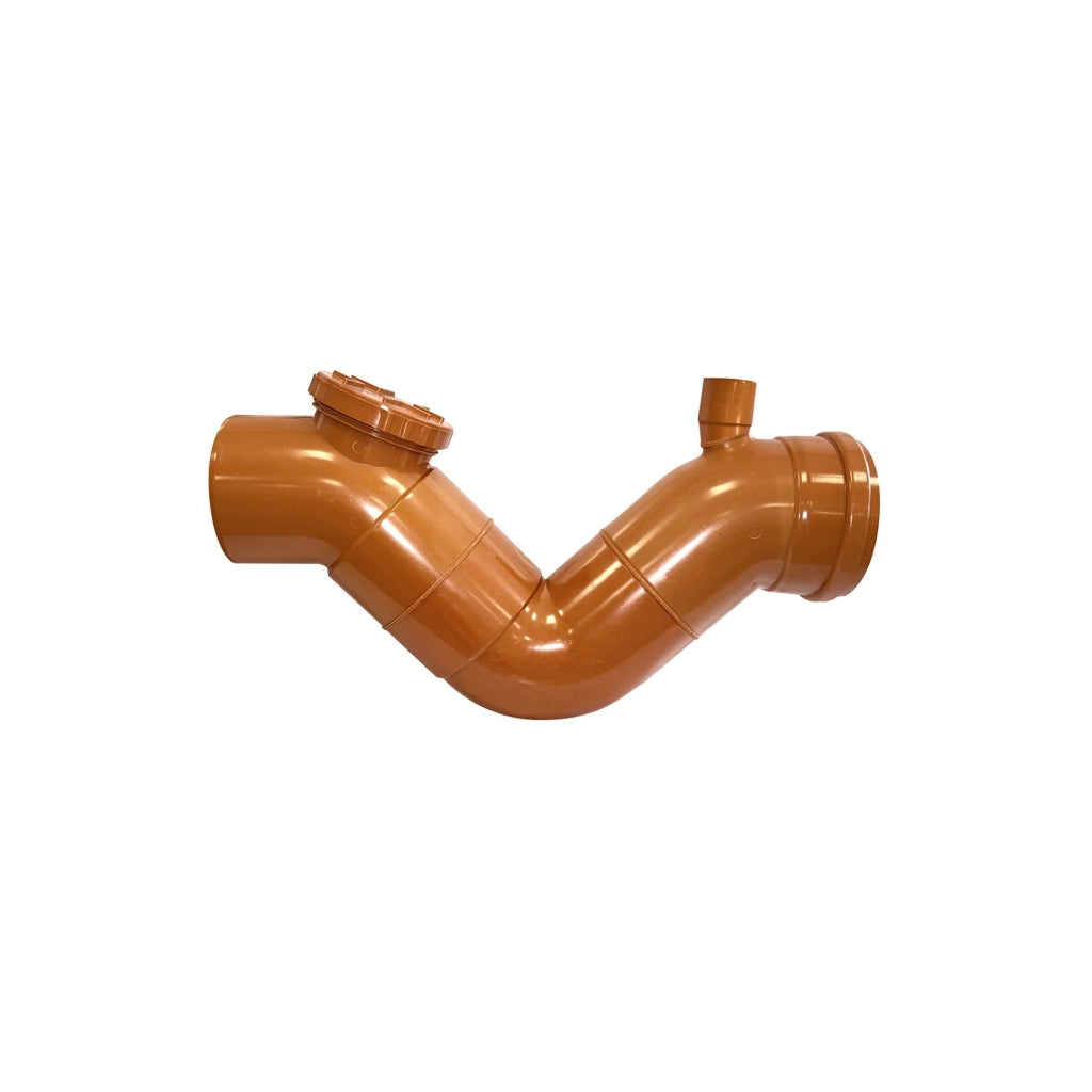Sifone firenze orizzontale fognatura con sfiato in pvc (1 Tappo) : Diametro - 100