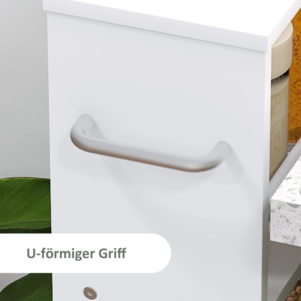 Libreria con Ruote, Stretto, 4 Ripiani ¨C Minimal ¨C Bianco 45x15x91 cm