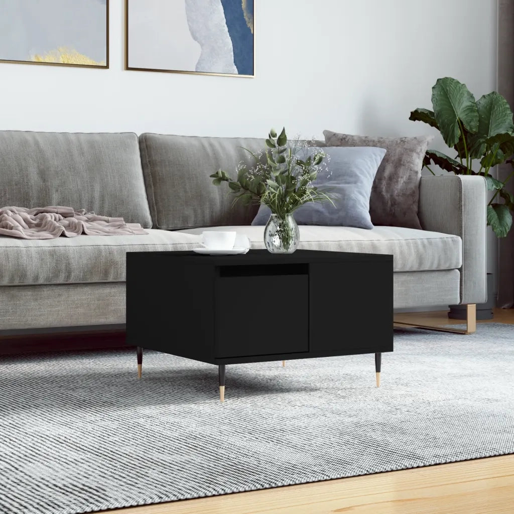 Tavolino da Salotto-Tavolino da soggiorno-Tavolo Nero 55x55x36,5 cm in Legno Multistrato 218223