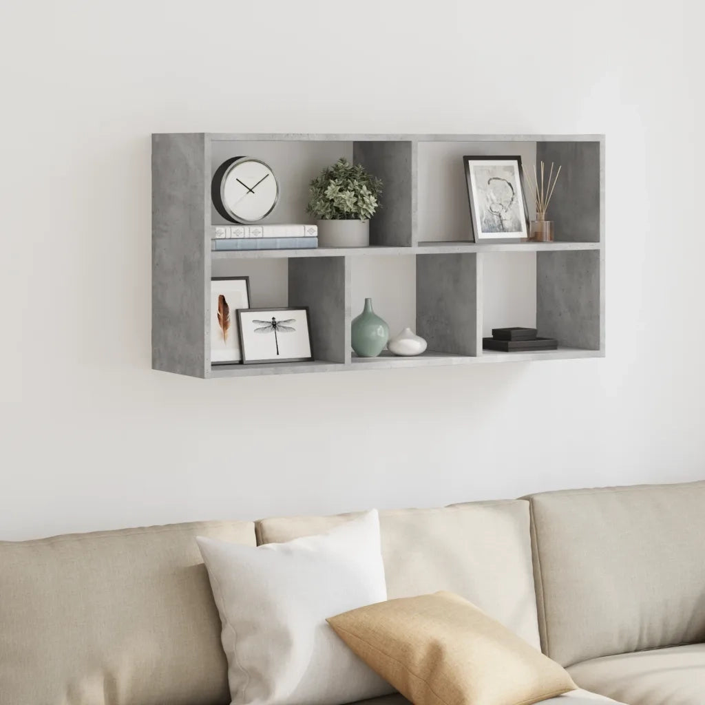 Scaffale a Muro | Mensola a parete Grigio Cemento 100x25x50 cm Legno Multistrato