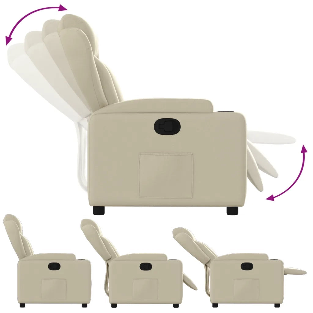 Poltrona | Sedia Relax Reclinabile Crema in Similpelle