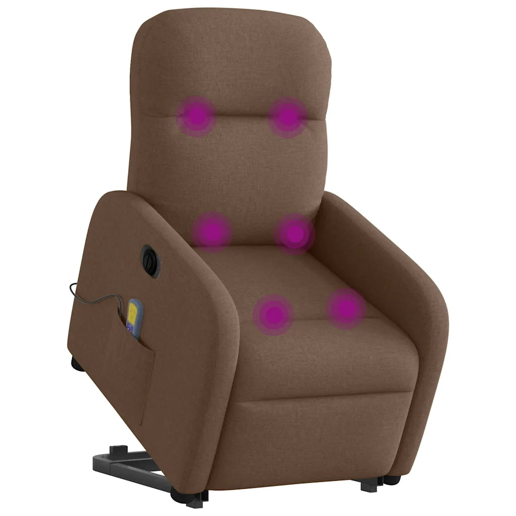 Poltrona Alzapersona Massaggiante Elettrica Marrone Tessuto 3303006