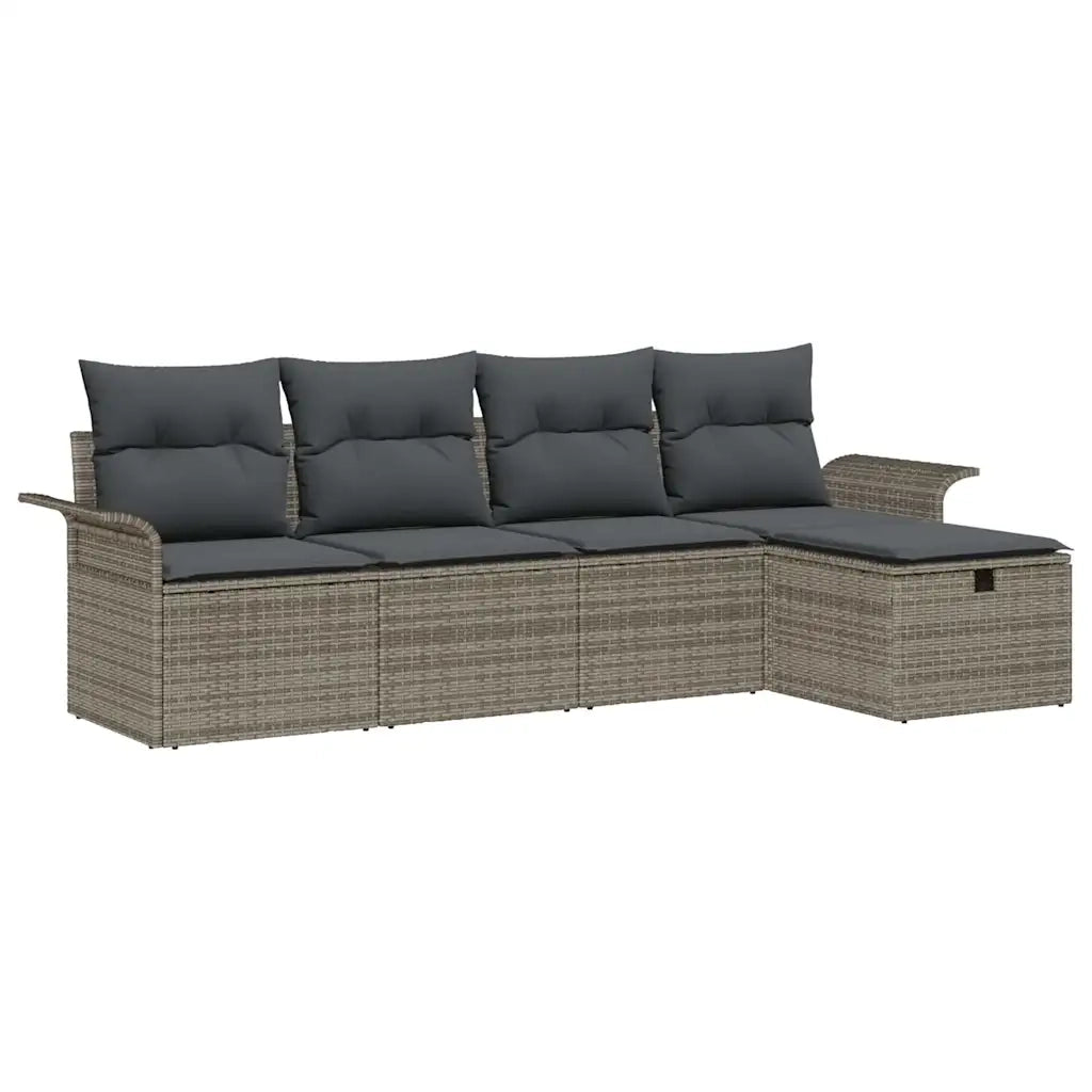 Set Divano da Giardino con cuscino 5 pcs Grigio polyrattan 3358858