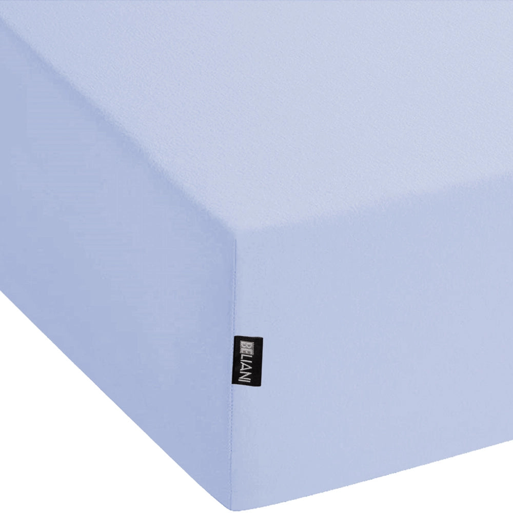 Lenzuolo con angoli cotone azzurro 180 x 200 cm con bordi elastici modello classico a tinta unita camera da letto classica