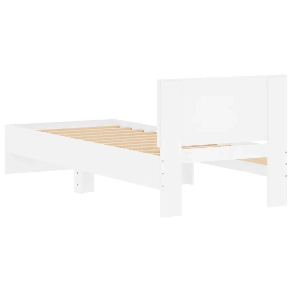 Giroletto con Testiera-Struttura Letto con testiera Bianco 90x190 cm in Legno Multistrato 551389