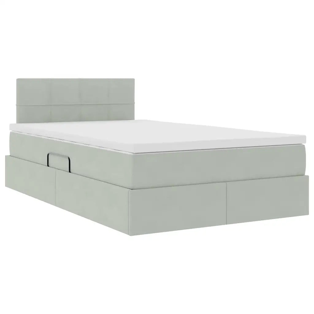 Letto con Contenitore Grigio chiaro 120 x 200 cm Velluto 3370749
