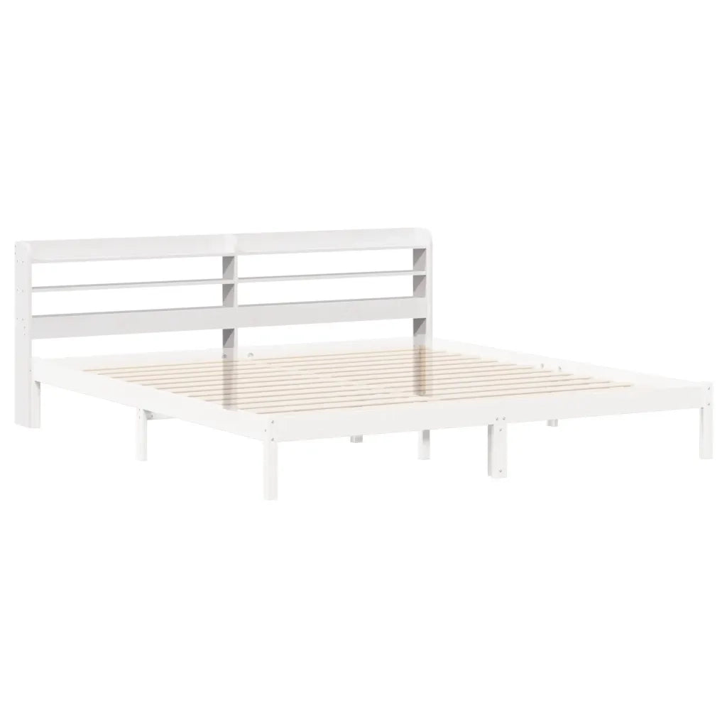 Testiera | Testata con Ripiani Bianca 180 cm in Legno Massello di Pino