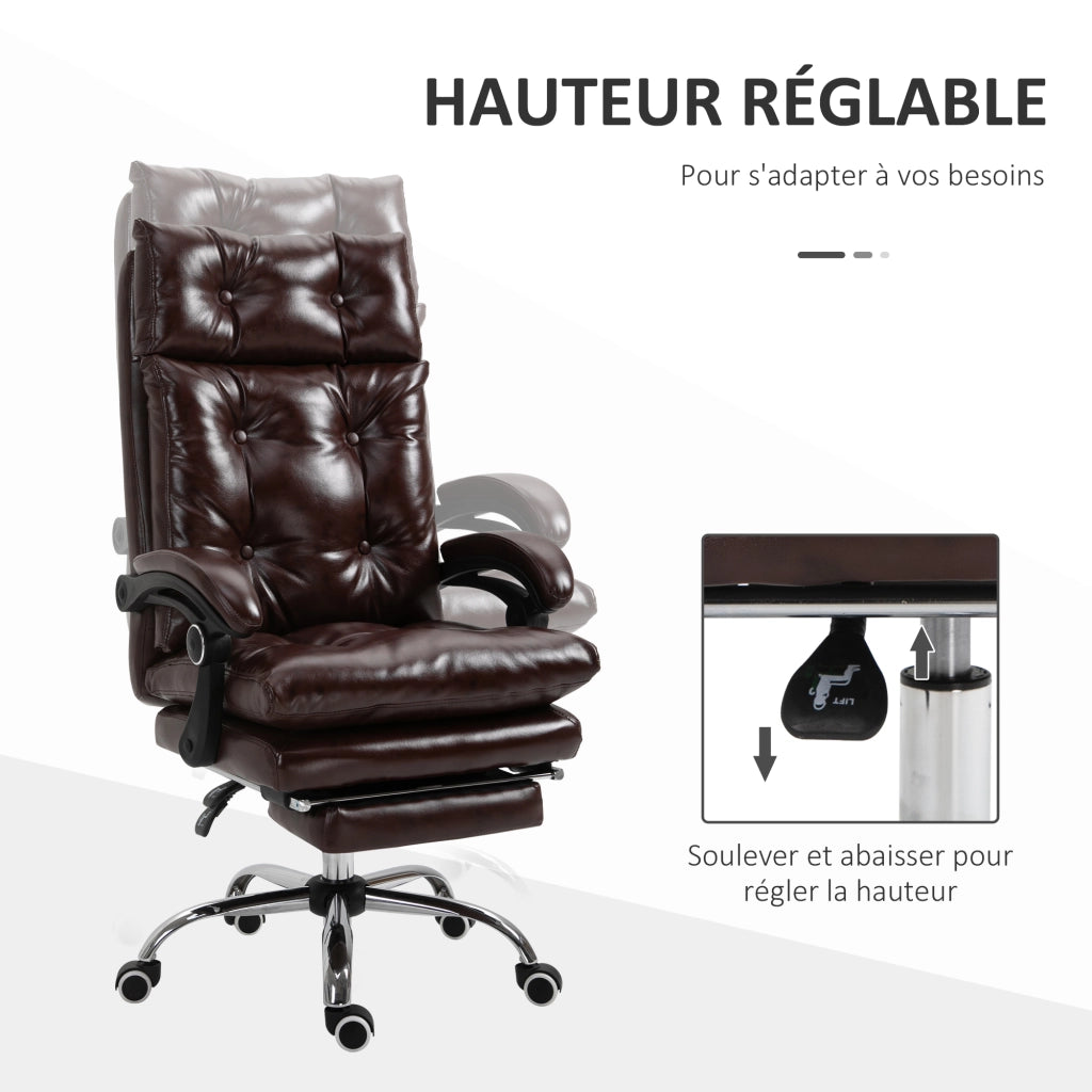 Sedia da ufficio ergonomica ¨C zephmum ¨C regolabile in altezza schienale inclinabile poggiapiedi retrattile marrone