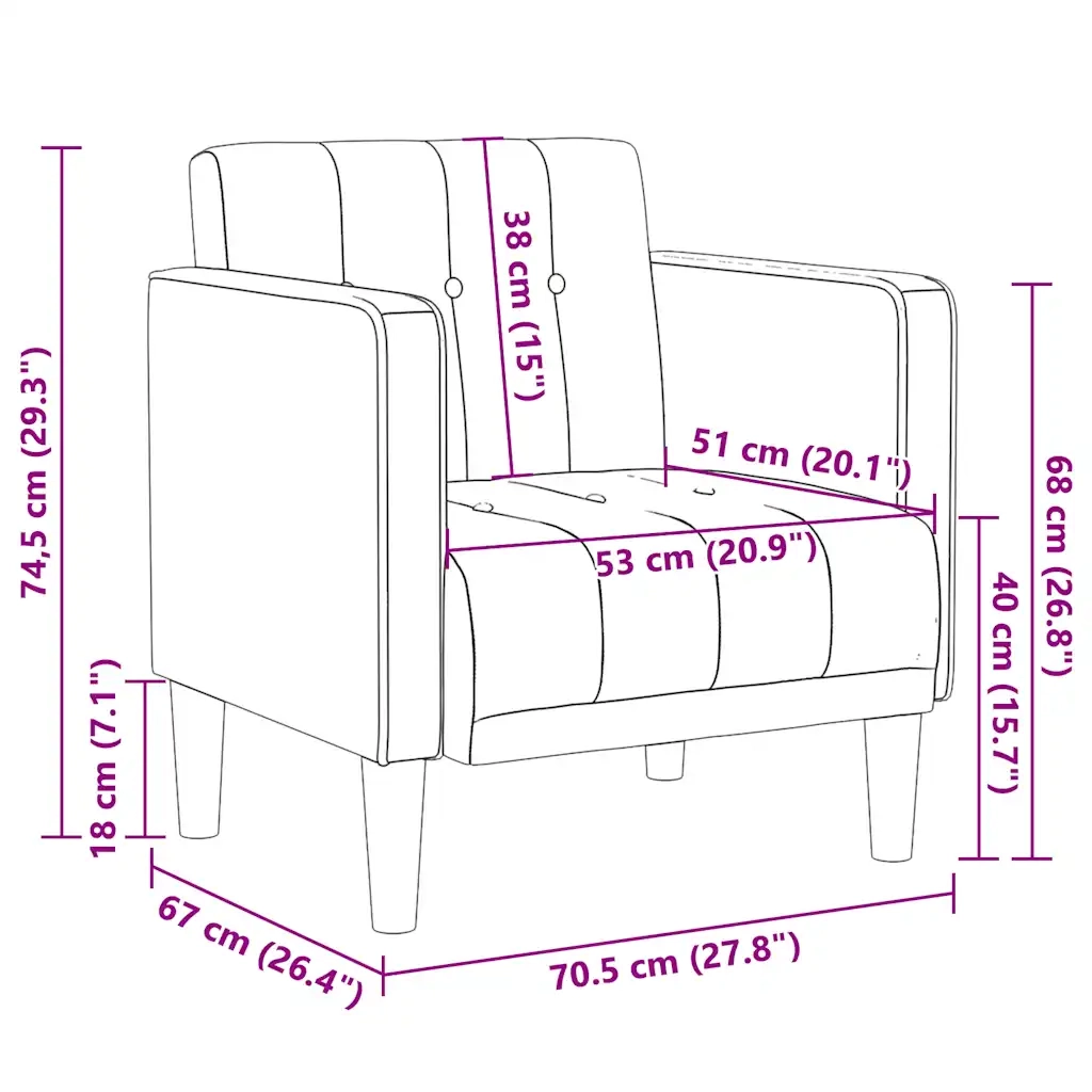 Divano Sedia con Braccioli-Poltrona-Sofa Relax Blu 53 cm in Velluto