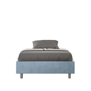 Letto Matrimoniale Francese Sommier 140x190 cm con Rete e Contenitore Azelia Azzurro