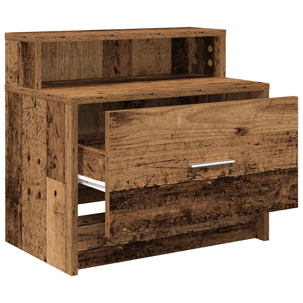 Comodini con Cassetto 2 pz-Set di 2 Tavolino da notte in Legno Antico 51x31x47 cm