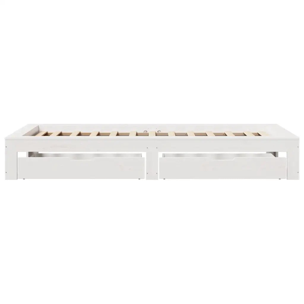 Letto singolo | Letto per adulti | Giroletto senza Materasso Bianco 90x200 cm Legno Massello Pino