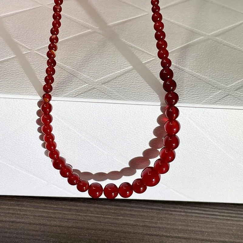 Collana vintage in agata rossa fatta a mano, regalo di Natale per donna, regalo di compleanno