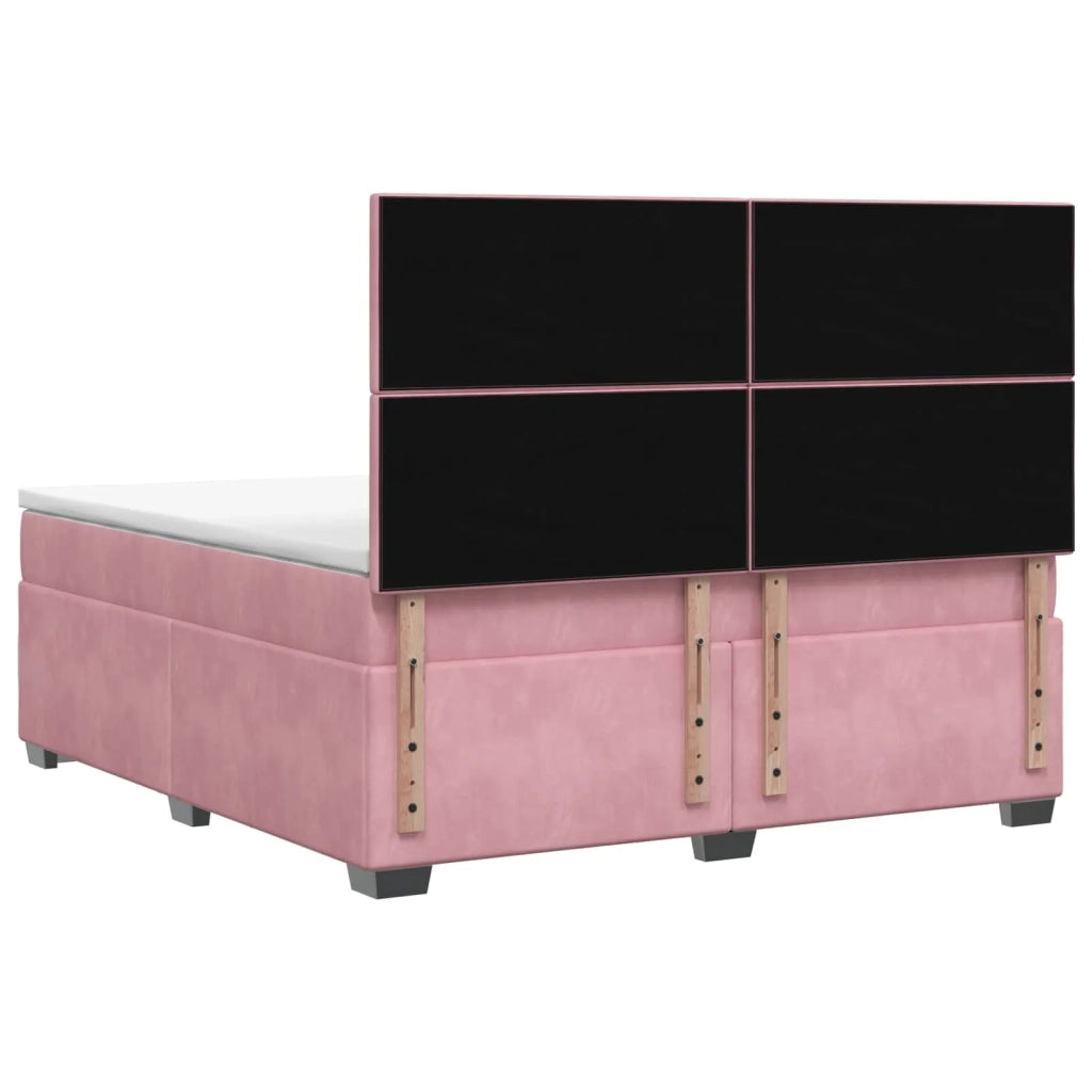 Letto box spring con materasso Rosa 140 x 200 cm Velluto 3455131