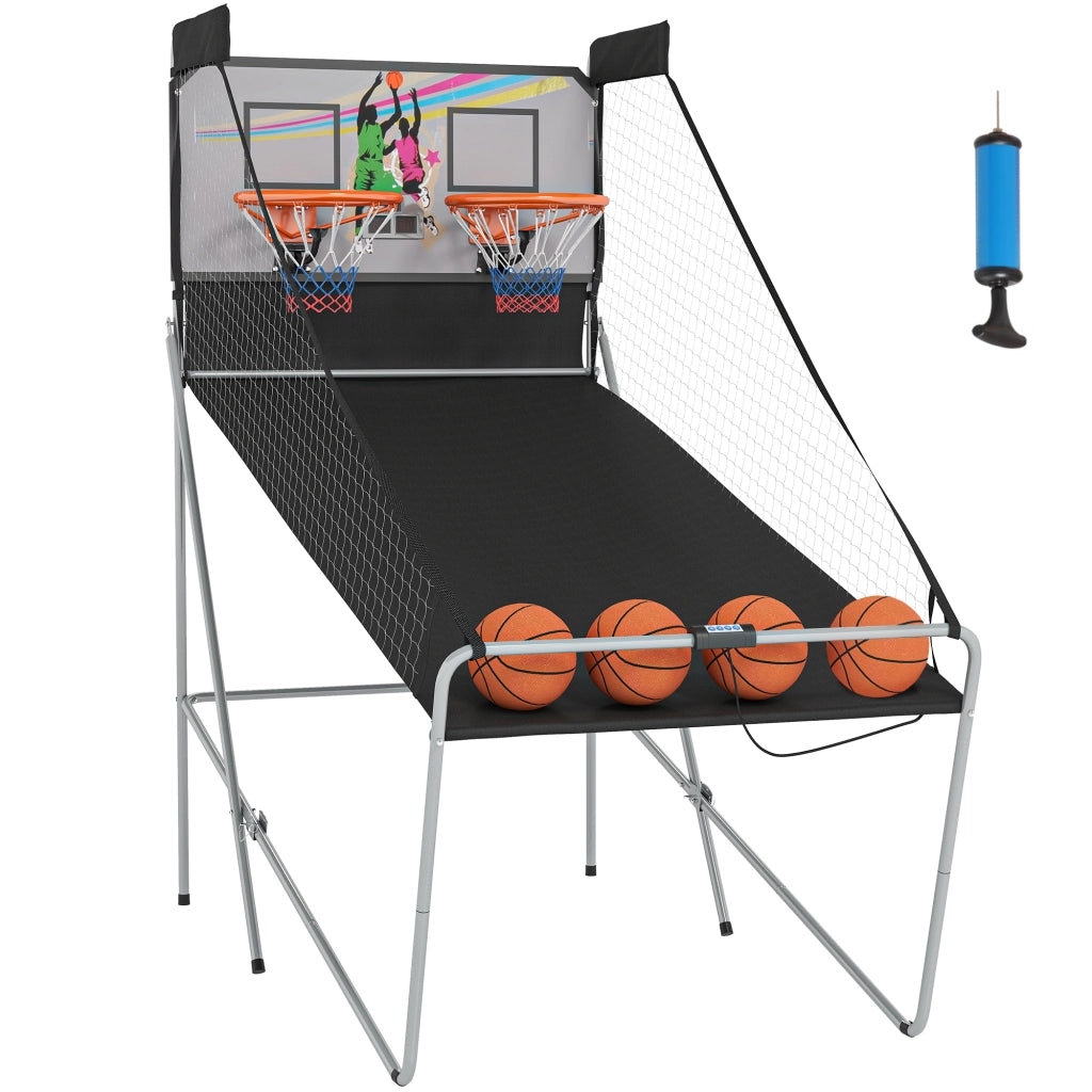 Canestro Basket Pieghevole ¨C Xylo ¨C Con Telaio in Acciaio, Rete, 4 Palloni, 205x110x205 cm