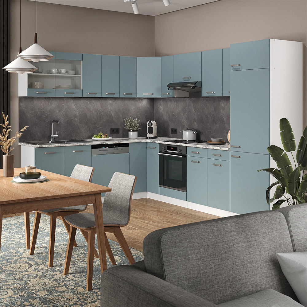 Vicco Cucina angolare completa Blu-grigio/bianco 227 x 287 cm , PL Rovere