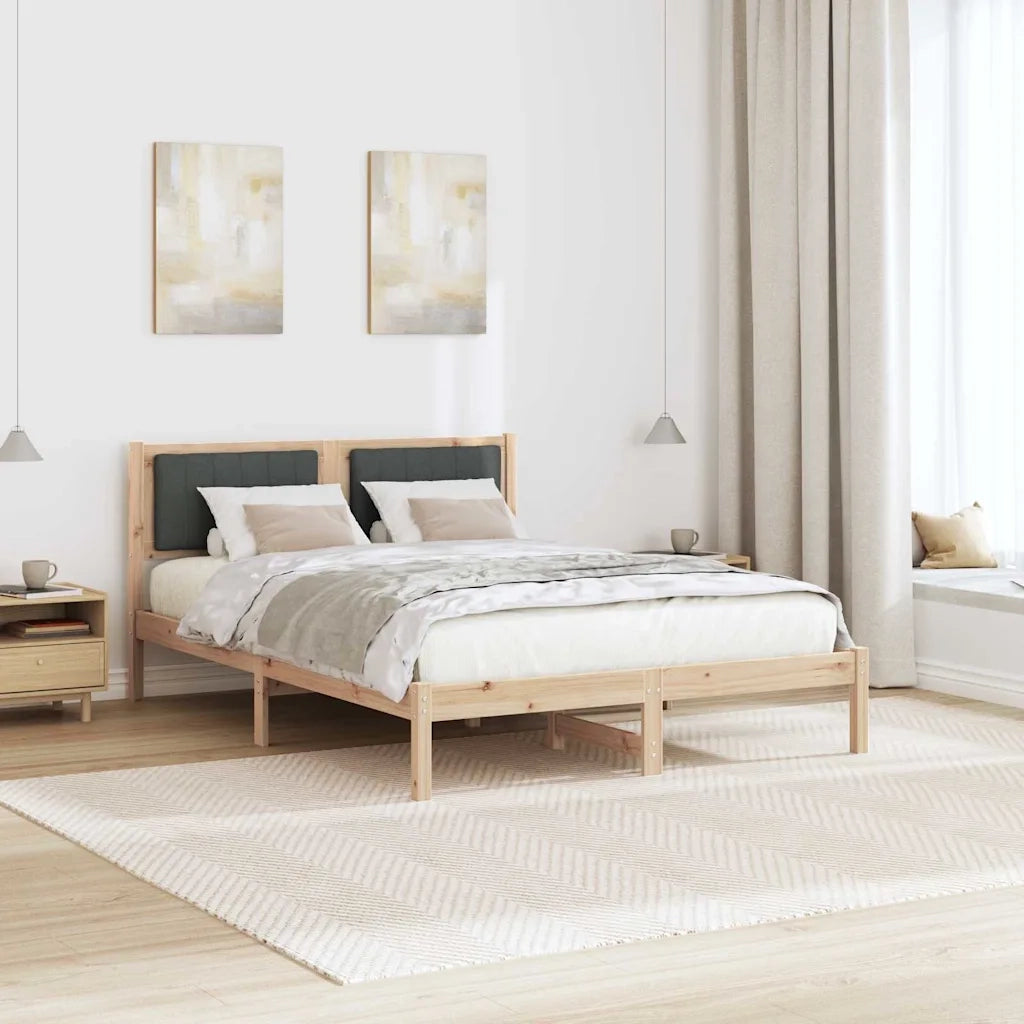 Letto matrimoniale | Letto per adulti | Letto con Testiera Rivestita Grigio scuro 140 x 200 cm