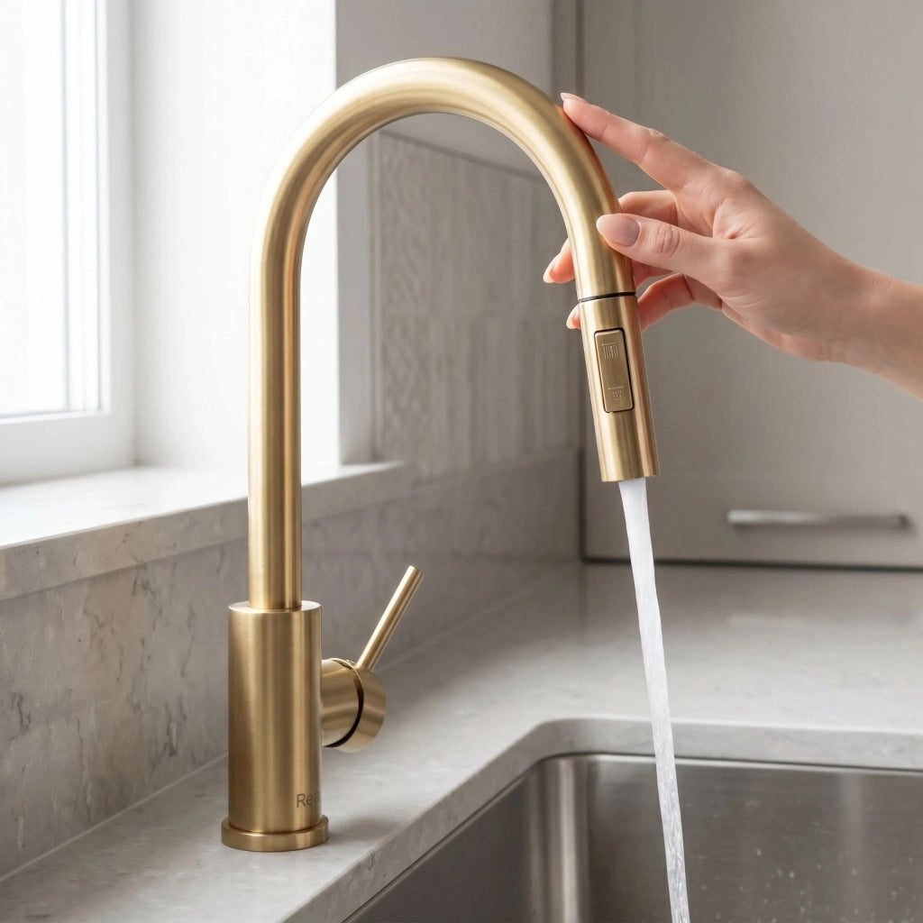 Rubinetto Da Cucina Rea Fresh Touch Brush Gold