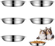 Piatto per gatti in acciaio inossidabile - 5 pezzi - duraturo - sicuro per l'alimentazione - piatto piatto e largo - adatto per gatti domestici - piatto per animali