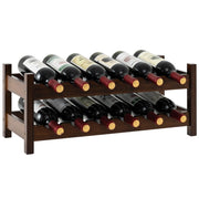 Piccolo scaffale per vino in bamb¨´ a 2 livelli da 12 bottiglie, Porta bottiglie di vino indipendente da appoggio Marrone