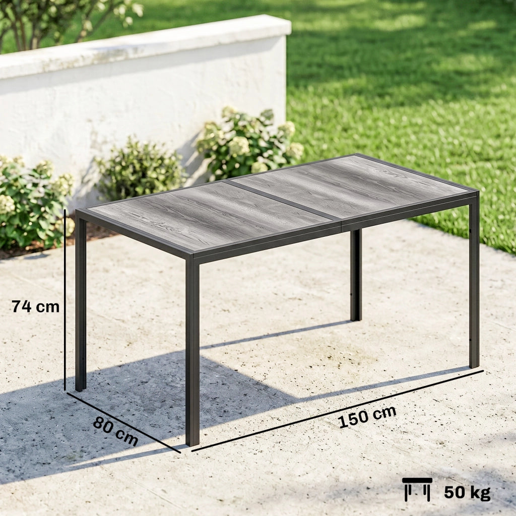 Tavolo da pranzo esterno effetto legno per 6 persone ¨C Xylo ¨C grigio 150x80x74 cm