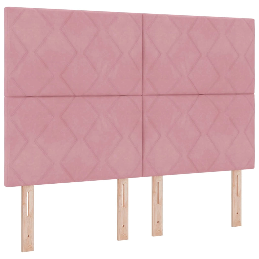 Letto box spring con materasso Rosa 140 x 200 cm Velluto 3455131
