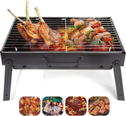 Griglia a Carbone per Pic-Nic, Terrazza, Camping, Viaggio, con Piastra in Acciaio Inossidabile, Fune per Trasporto, Tavolo da BBQ, Raccoglitore per BBQ