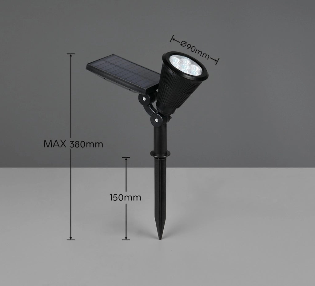 Faretto solare da giardino LED RGBW nero regolabile IP44