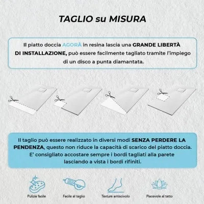Piatto doccia 80x80 cm bianco effetto pietra in resina riducibile Agorà