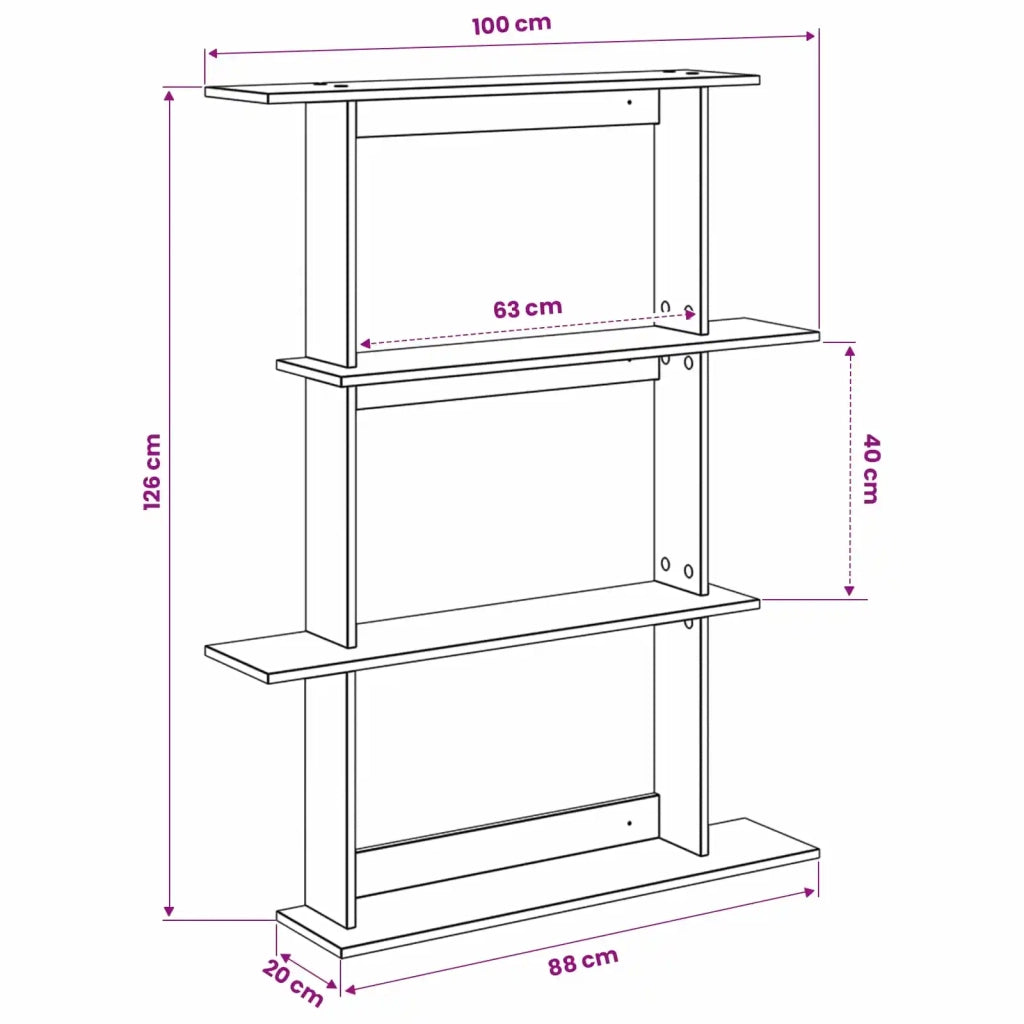 Scaffale da parete Grigio Cemento 100 x 20 x 126 cm 8012063