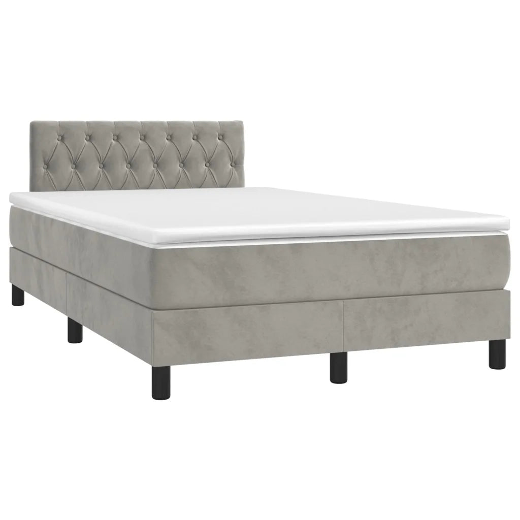 Letto a Molle con Materasso e LED Grigio Chiaro 120x200 cm Velluto 3134573