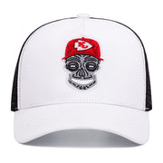 Cappellino da baseball KC ricamato, sportivo all'aperto, con visiera in rete, bianco