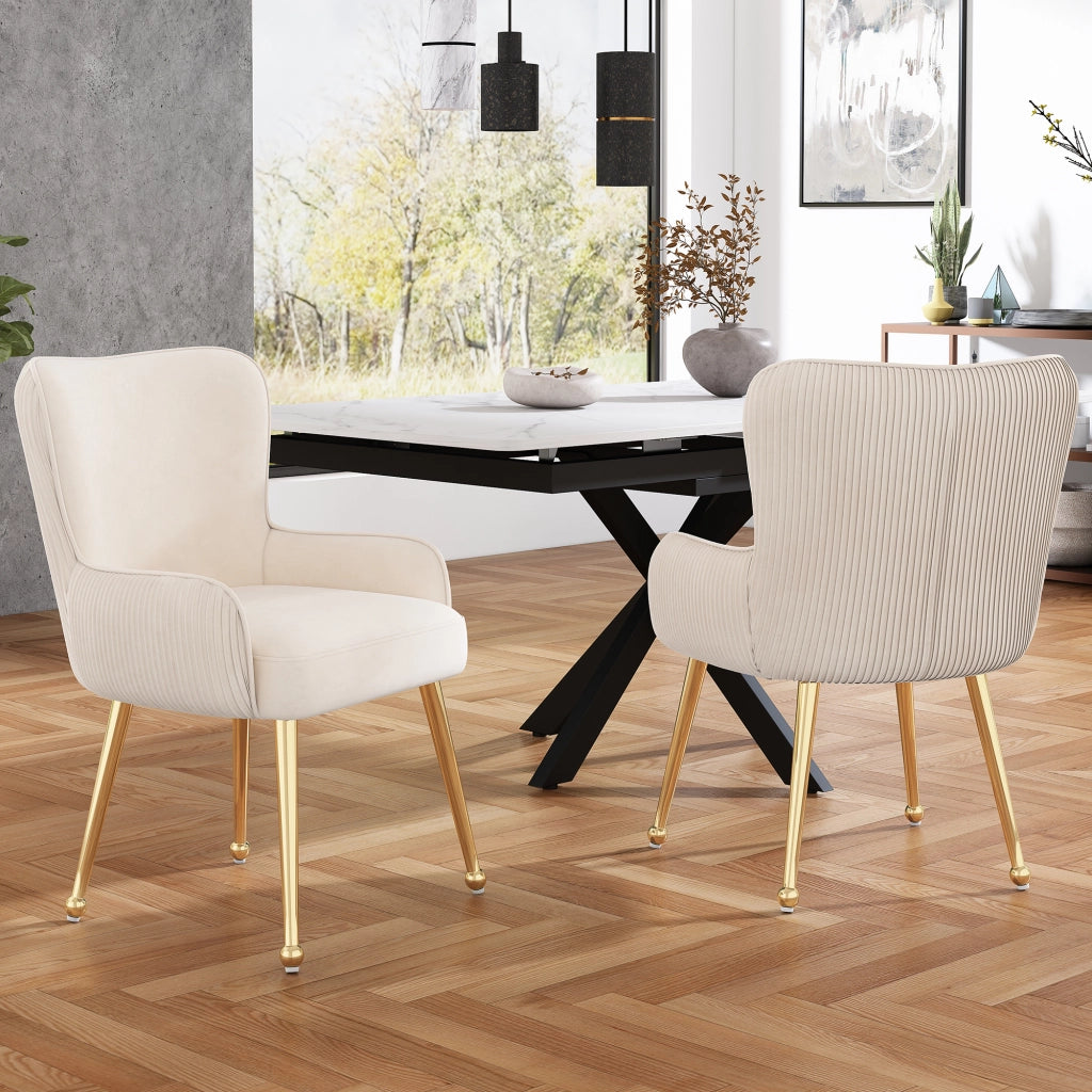 Sedia da pranzo in velluto 4 pezzi - Zephmum- Supporto lombare regolabile gambe in metallo dorato