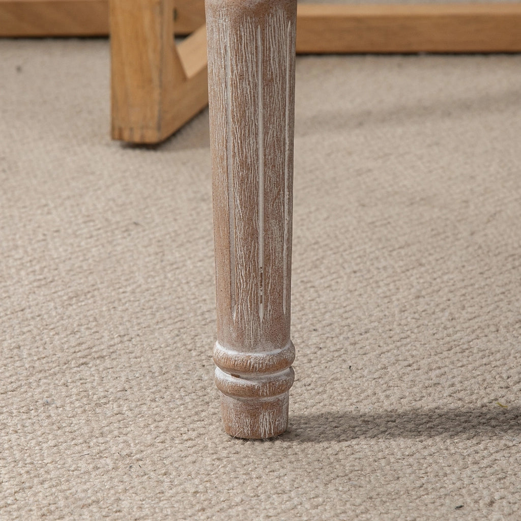 Pouf Imbottito in Tessuto e Legno ¨C Minimal ¨C 80x40x43 cm, Cremewei?