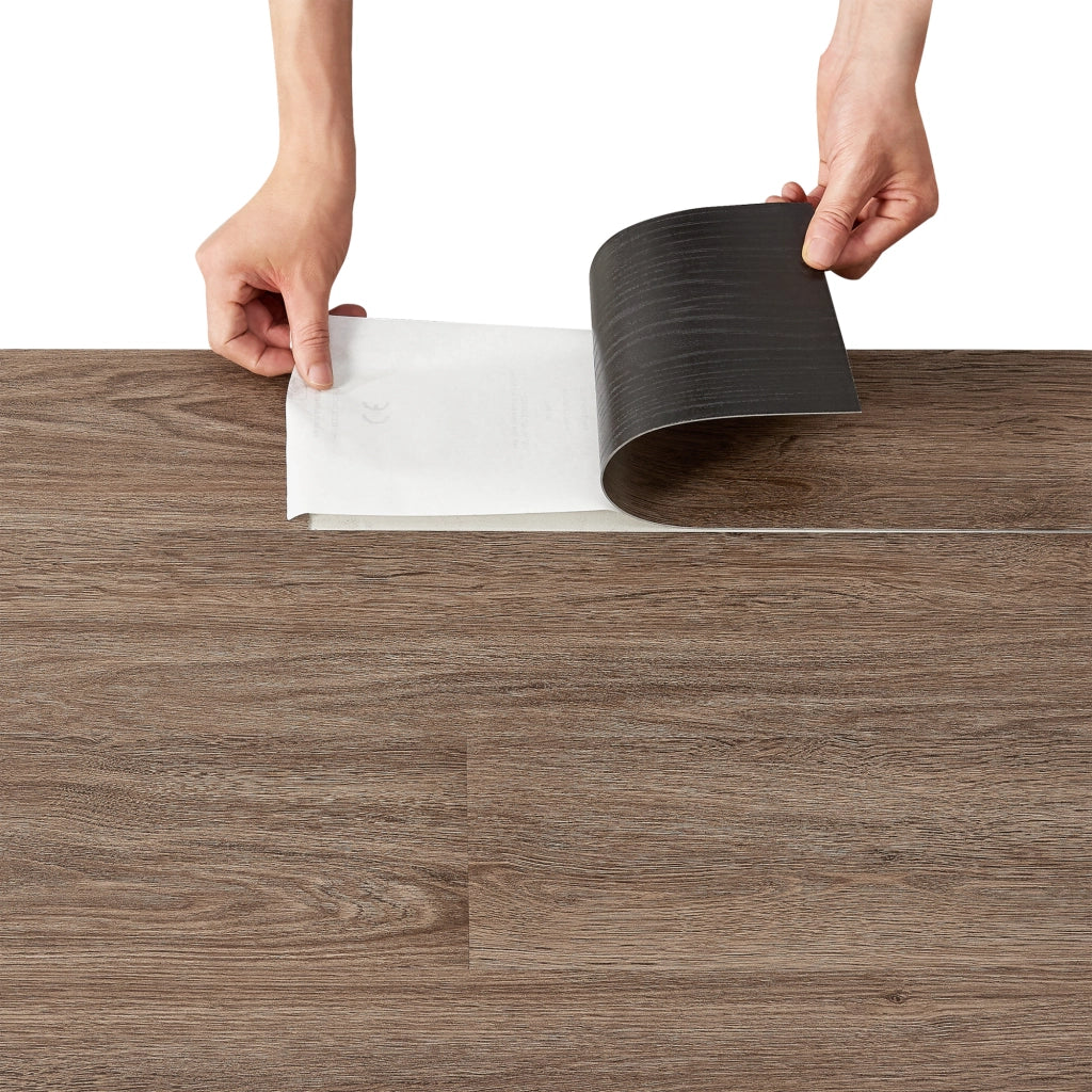 Piastrelle Adesive in PVC (7 listoni = 0,975 m²) Laminato Vinilico Fai da Te Pavimentazione Autoadesiva Rivestimento per Spazi Interni - Rovere Chiaro Medio