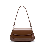 Borsa a tracolla Boston Shell in vera pelle, marrone.